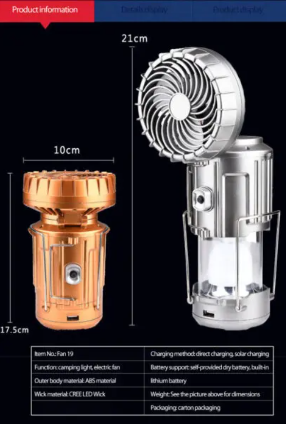 Camping Lights Multifunctional Solar Energy Fan